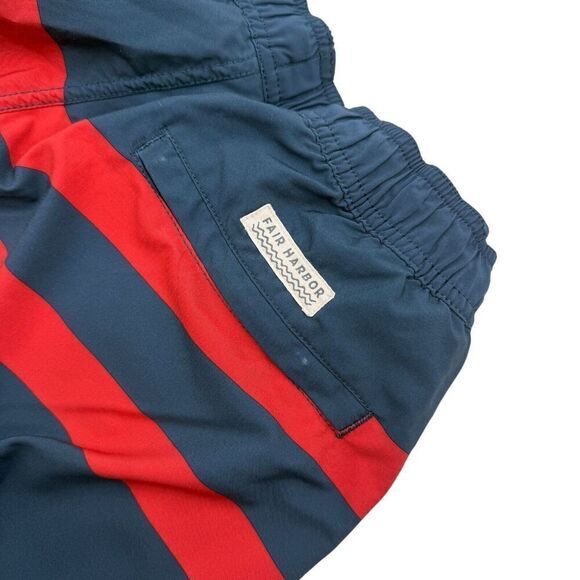 Men's Fair Harbor The Anchor Red Stripe Anchor 8" Shorts Size Medium Blue Red - Picture 9 of 12
